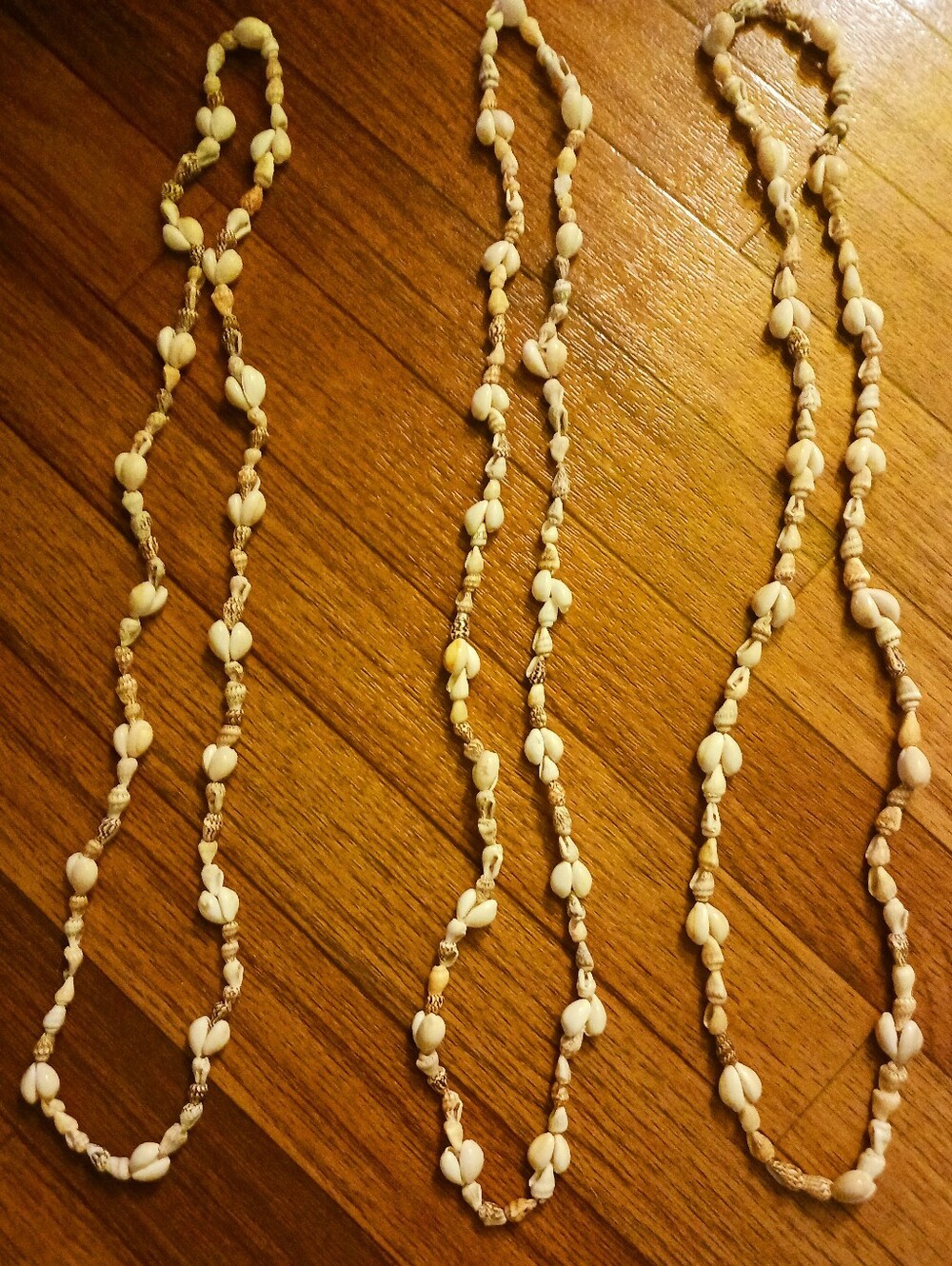 3 Natural Shell Bead Necklaces - White
